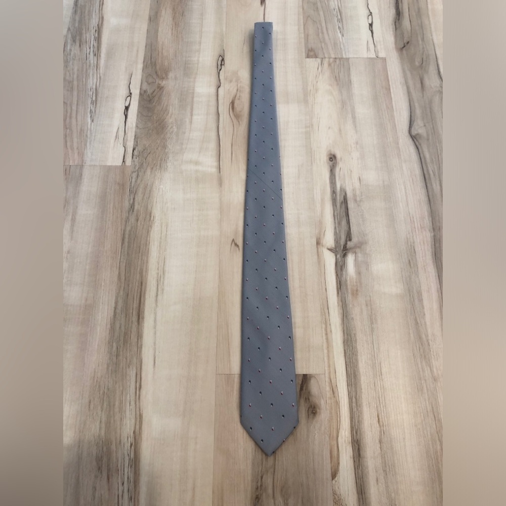 Christian Dior Monsieur Tie Gray Silk Blend Geometric Necktie Vintage Canada 56”